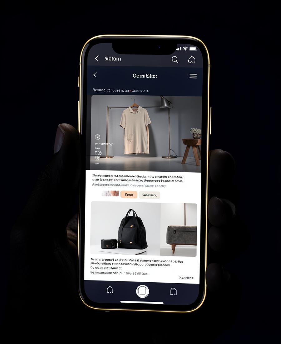 Ejemplo de página web para una tienda mostrada en un teléfono